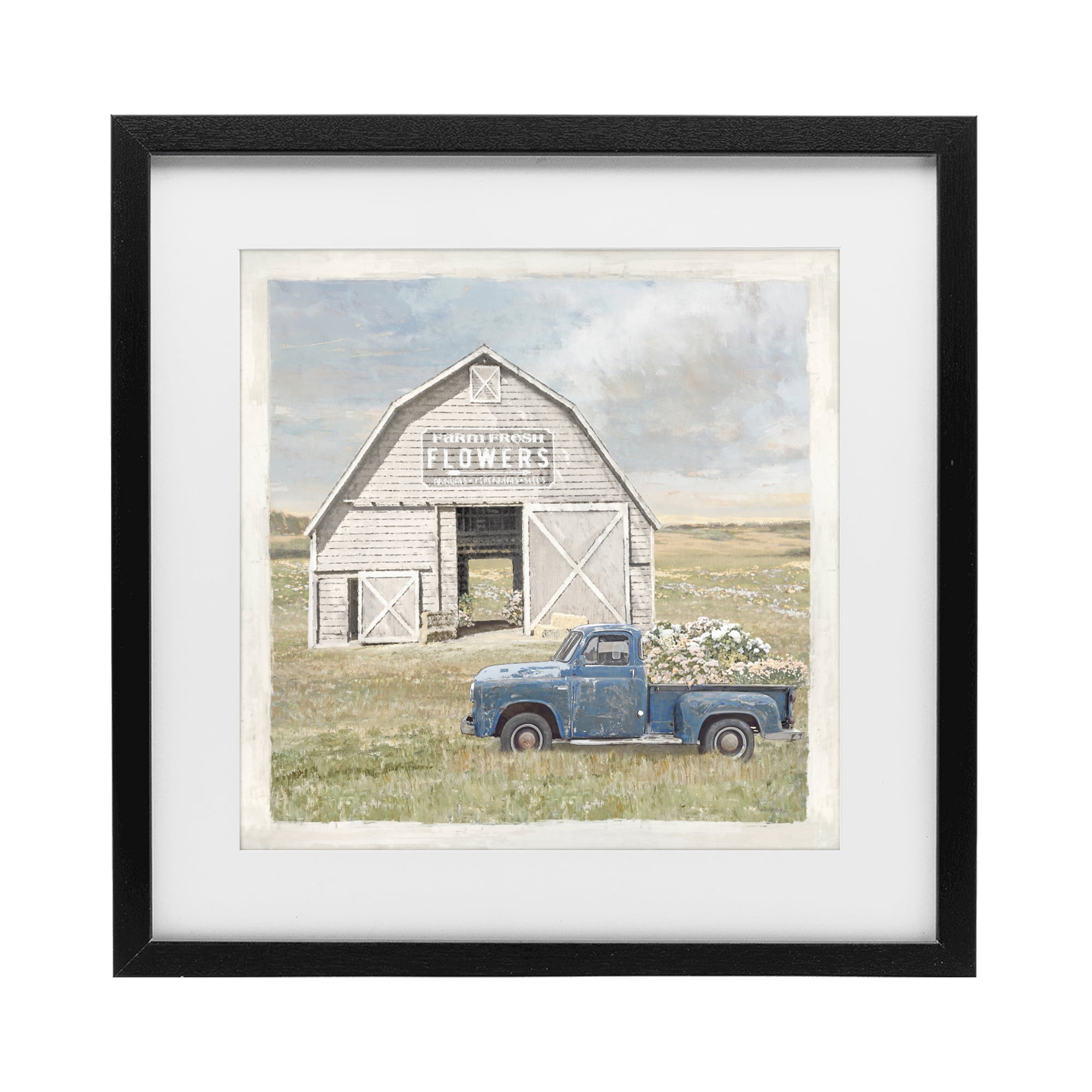 Stupell Industries Rustic Flower Barn Black Framed Print Under Glass, design by Amber Sterling