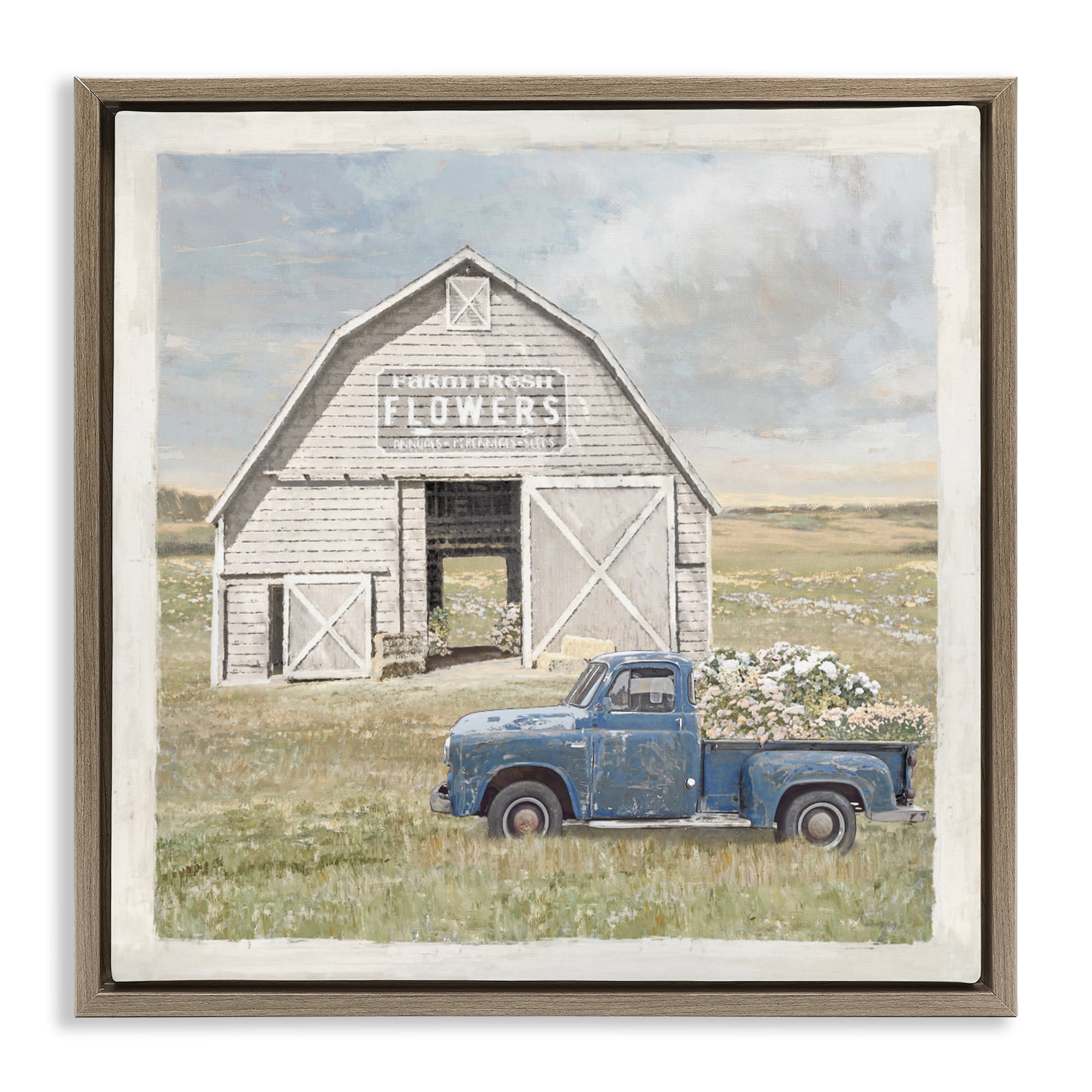 Stupell Industries Rustic Flower Barn Brown Framed Floater Canvas Wall Art, design by Amber Sterling