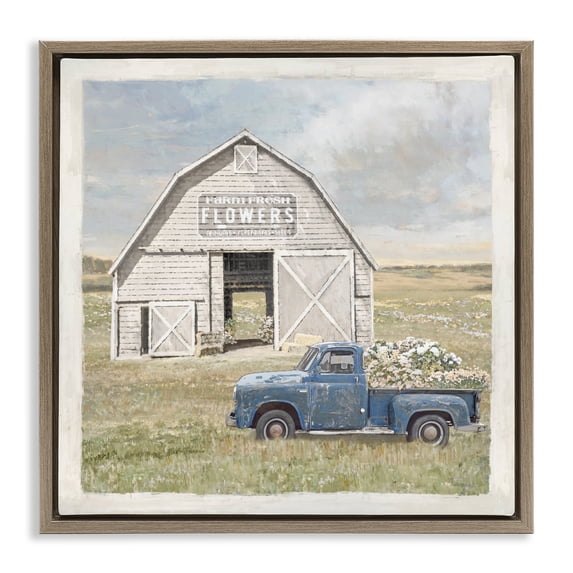 Stupell Industries Rustic Lodge Rustic Flower Barn Brown Floating Frame Canvas Art, 25 x 25, by Amber Sterling