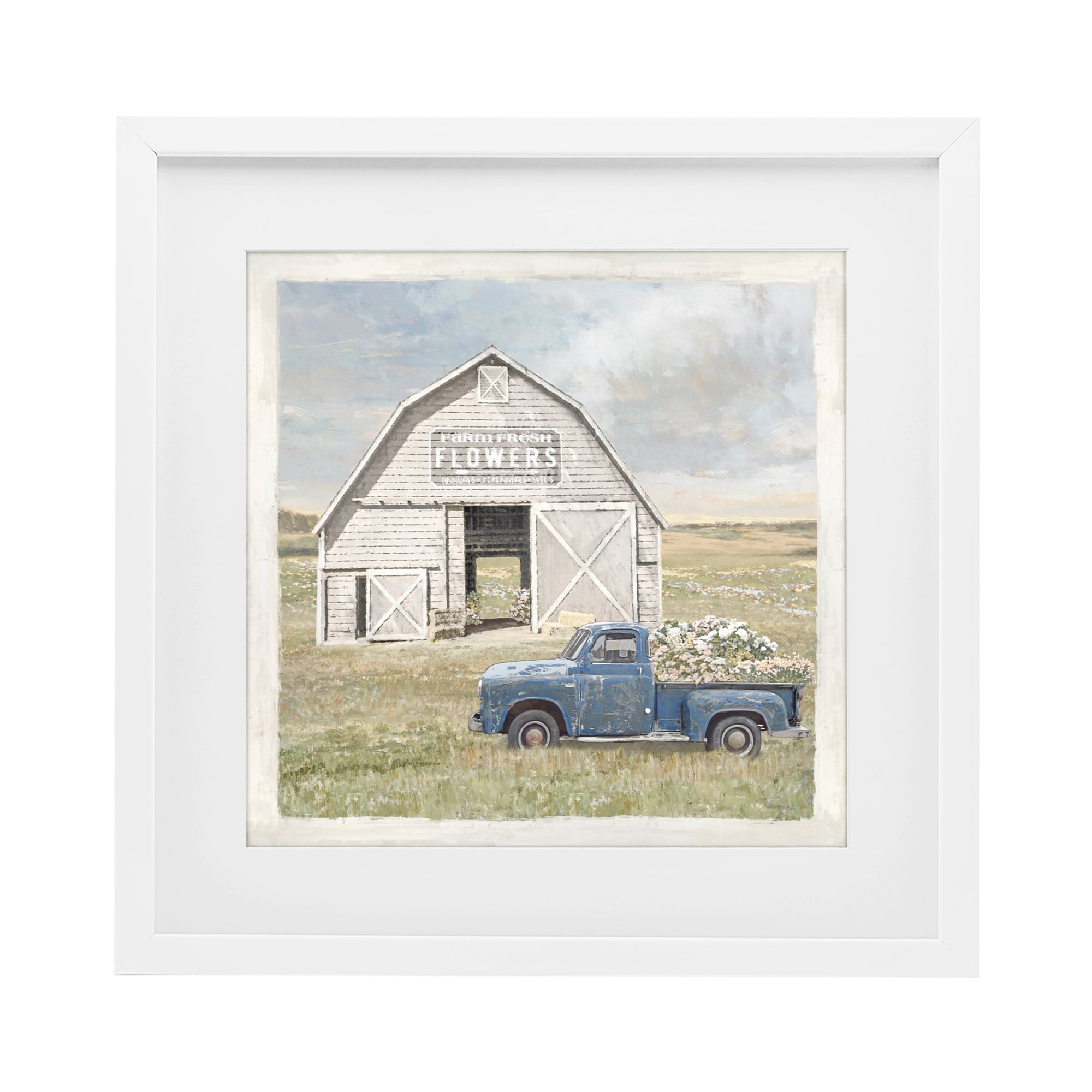 Stupell Industries Rustic Flower Barn White Framed Print Under Glass, design by Amber Sterling