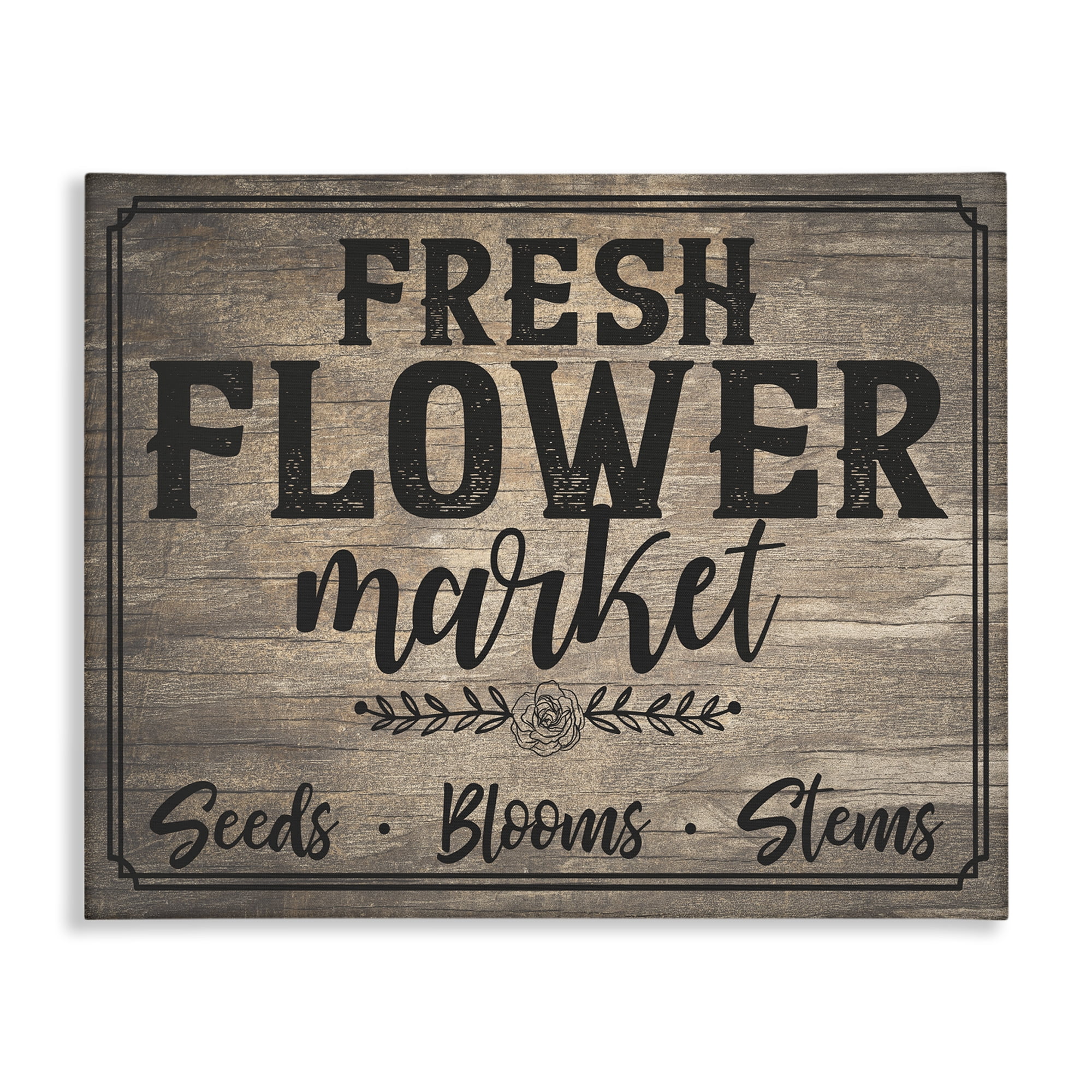 Stupell Industries Rustic Flower Market Text & Numbers Painting Wrapped Canvas Art Print Wall Art, 30 x 24