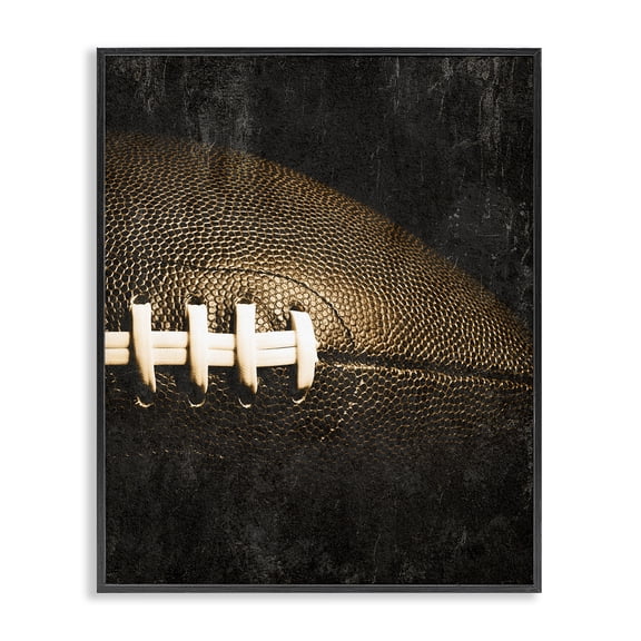 Stupell Industries Rustic Football Close Up Sports & Sports Teams Painting Black Framed Art Print Wall Art, 11 x 14