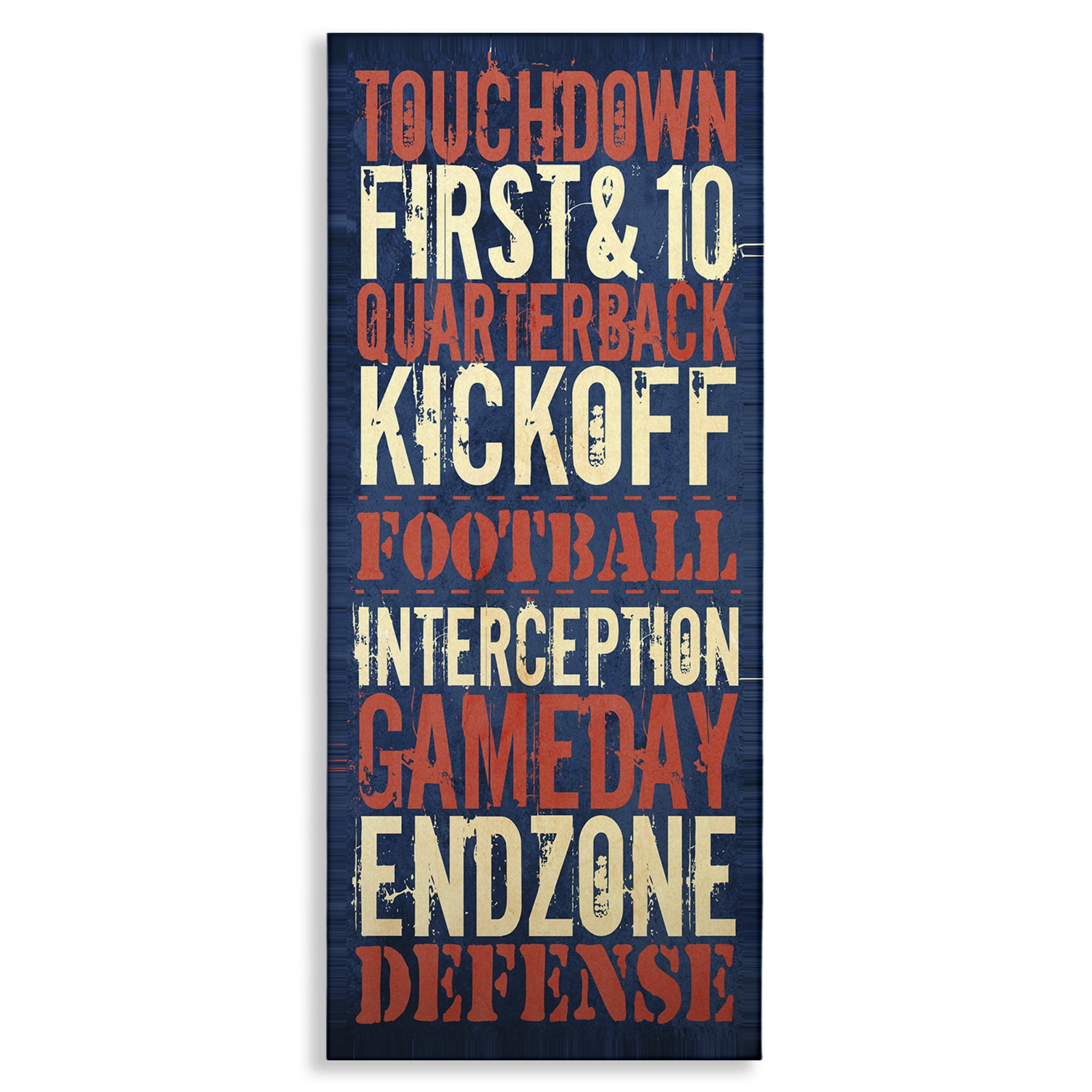 Stupell Industries Rustic Football Phrases Art for Kids Painting Gallery Wrapped Canvas Art Print Wall Art, 10 x 24