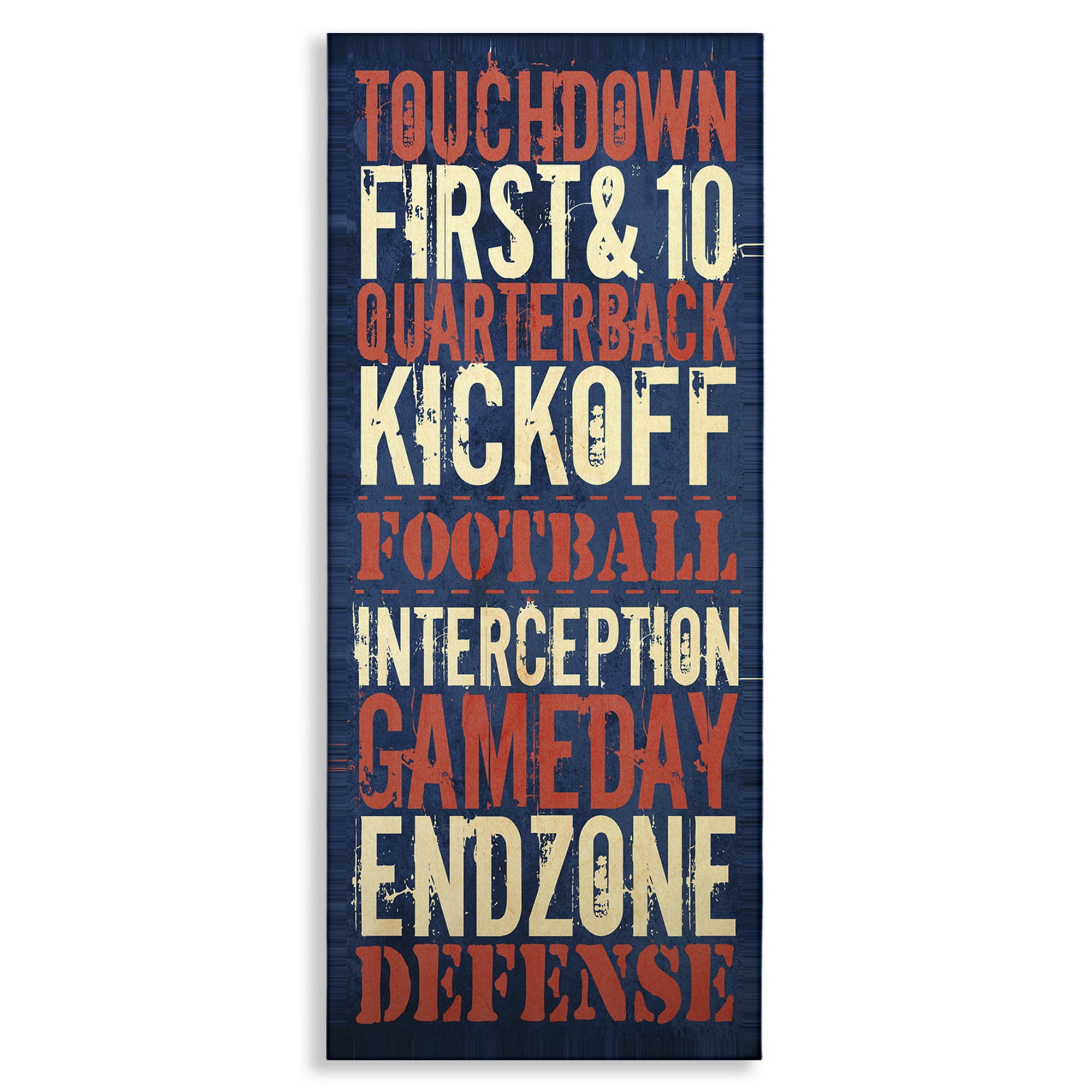 Stupell Industries Rustic Football Phrases Art for Kids Painting Gallery Wrapped Canvas Art Print Wall Art, 20 x 48