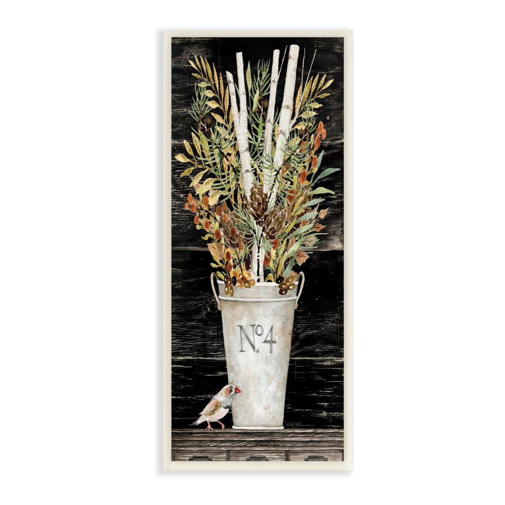 Stupell Industries Rustic Forest Greenery Bouquet with Bird Detail Wall Plaque Design by Cindy Jacobs