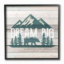 Stupell Industries Rustic Forest Mountain Adventure Dream Big Sentiments Framed Wall Art Design by Kim Allen, 12" x 12", Black Framed