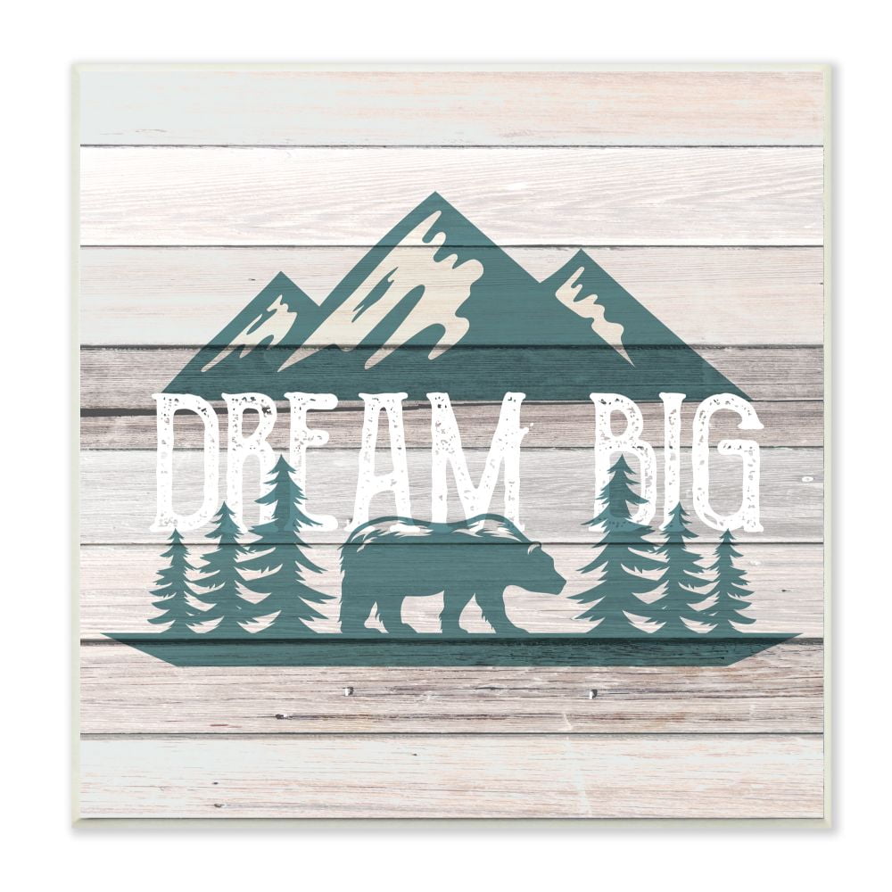 Rustic Forest Mountain Adventure Dream Big Wood Wall Art, 12x12