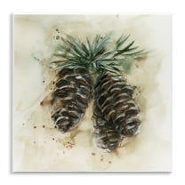Stupell Industries Rustic Forest Pinecone Plants & Flowers Painting Unframed Art Print Wall Art, 12 x 12