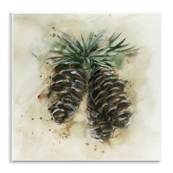 Stupell Industries Rustic Forest Pinecone Plants & Flowers Painting Unframed Art Print Wall Art, 12 x 12