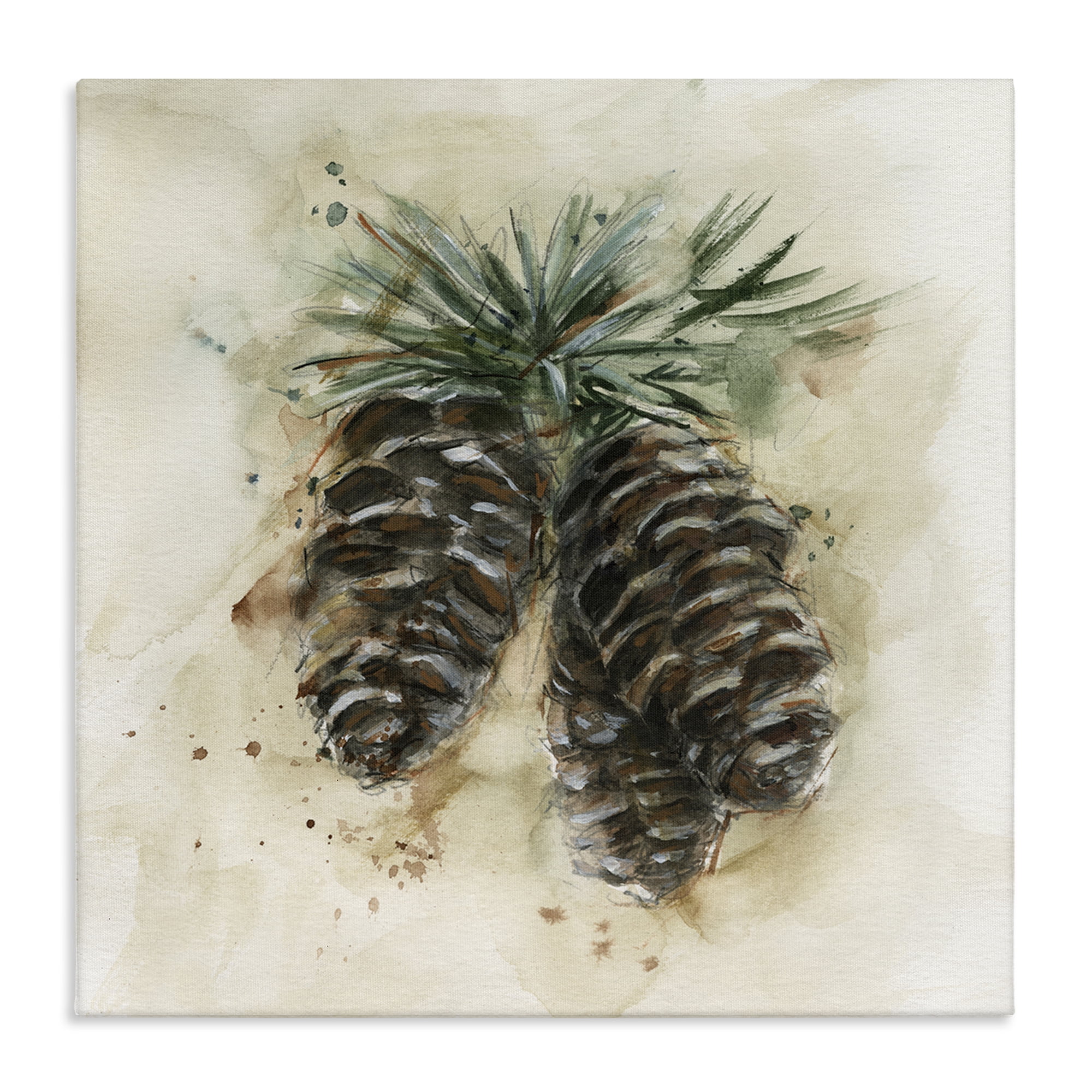 Stupell Industries Rustic Forest Pinecone Plants & Flowers Painting Wrapped Canvas Art Print Wall Art, 30 x 30