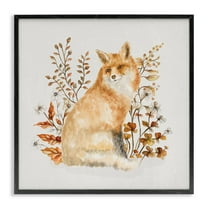 Stupell Industries Rustic Fox & Botanicals Animals & Insects Painting Black Framed Art Print Wall Art, 12 x 12