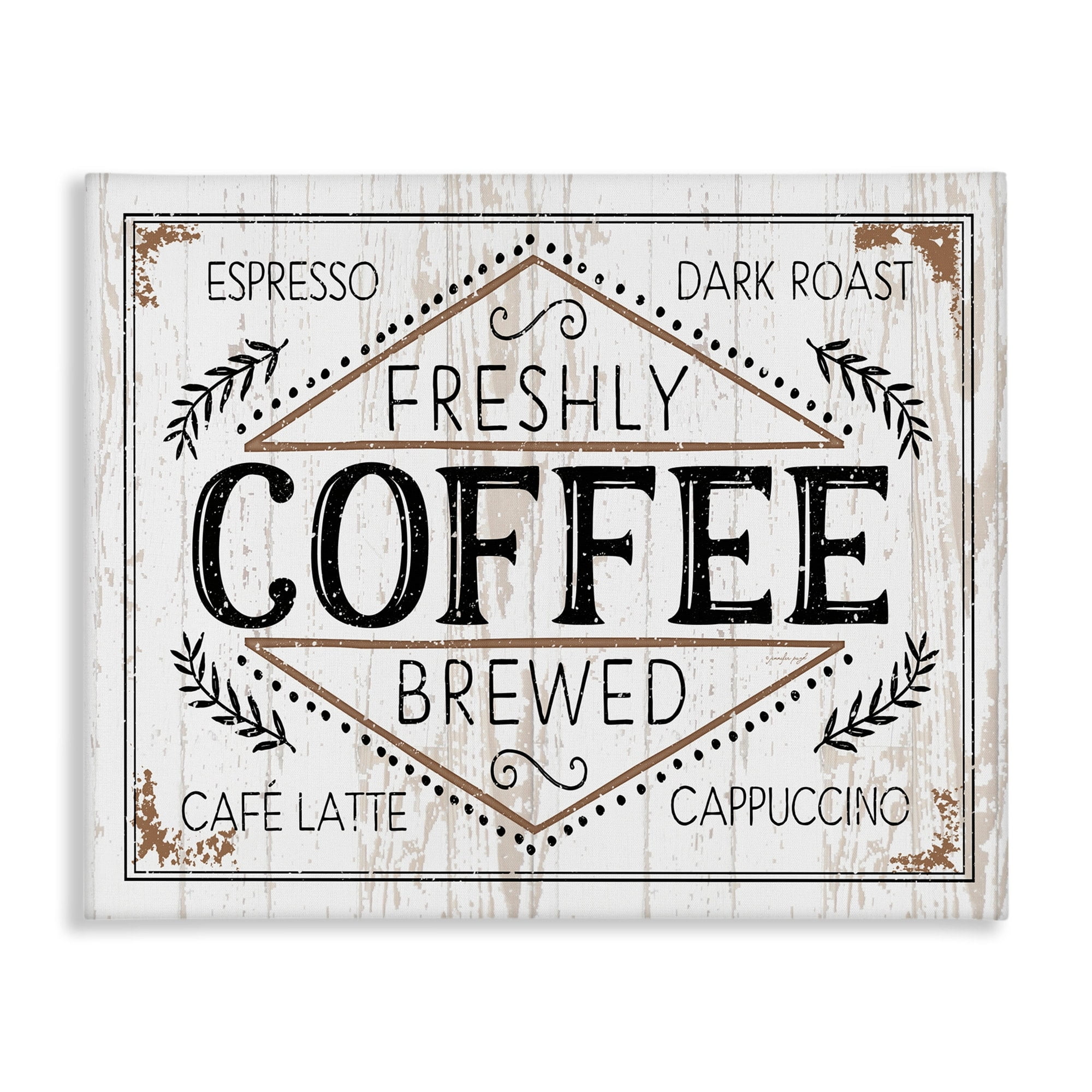 Rustic Fresh Brew Coffee Sign Canvas Wall Art 36 x 48