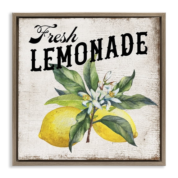 Stupell Industries Rustic Lodge Rustic Fresh Lemonade Brown Floating Frame Canvas Art, 25 x 25, by Creatif Belle