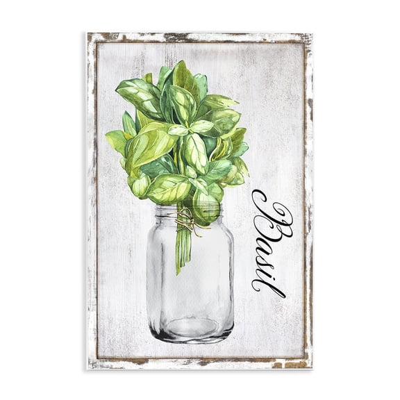 Stupell Industries Rustic Garden Basil Plants & Flowers Painting Unframed Art Print Wall Art, 10 x 15