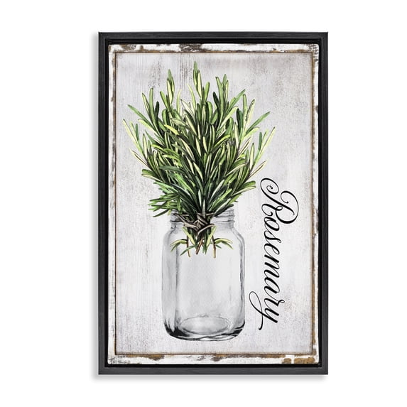 Stupell Industries Cottage Rustic Garden Rosemary Black Floating Frame Canvas Art, 17 x 25, by Creatif Belle