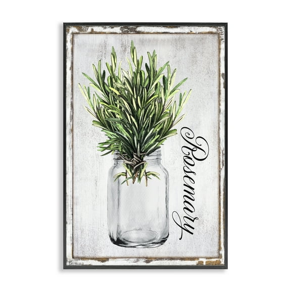 Stupell Industries Rustic Garden Rosemary Plants & Flowers Painting Black Framed Art Print Wall Art, 20 x 30