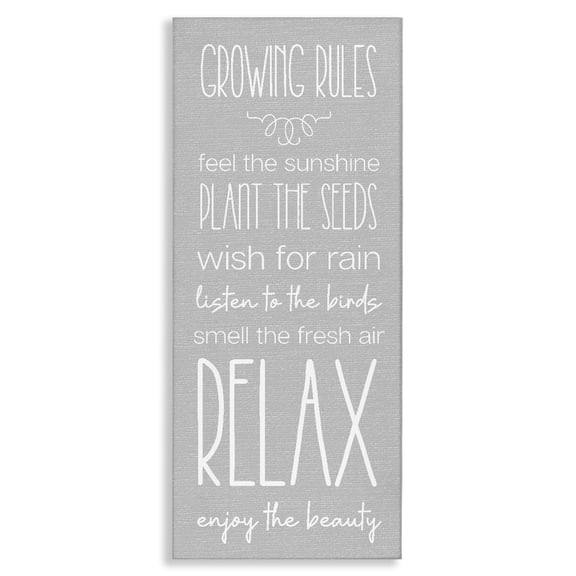 Stupell Industries Rustic Gardening Rules Quotes and Sayings Painting Wrapped Canvas Canvas Art Print Wall Art, 20 x 48