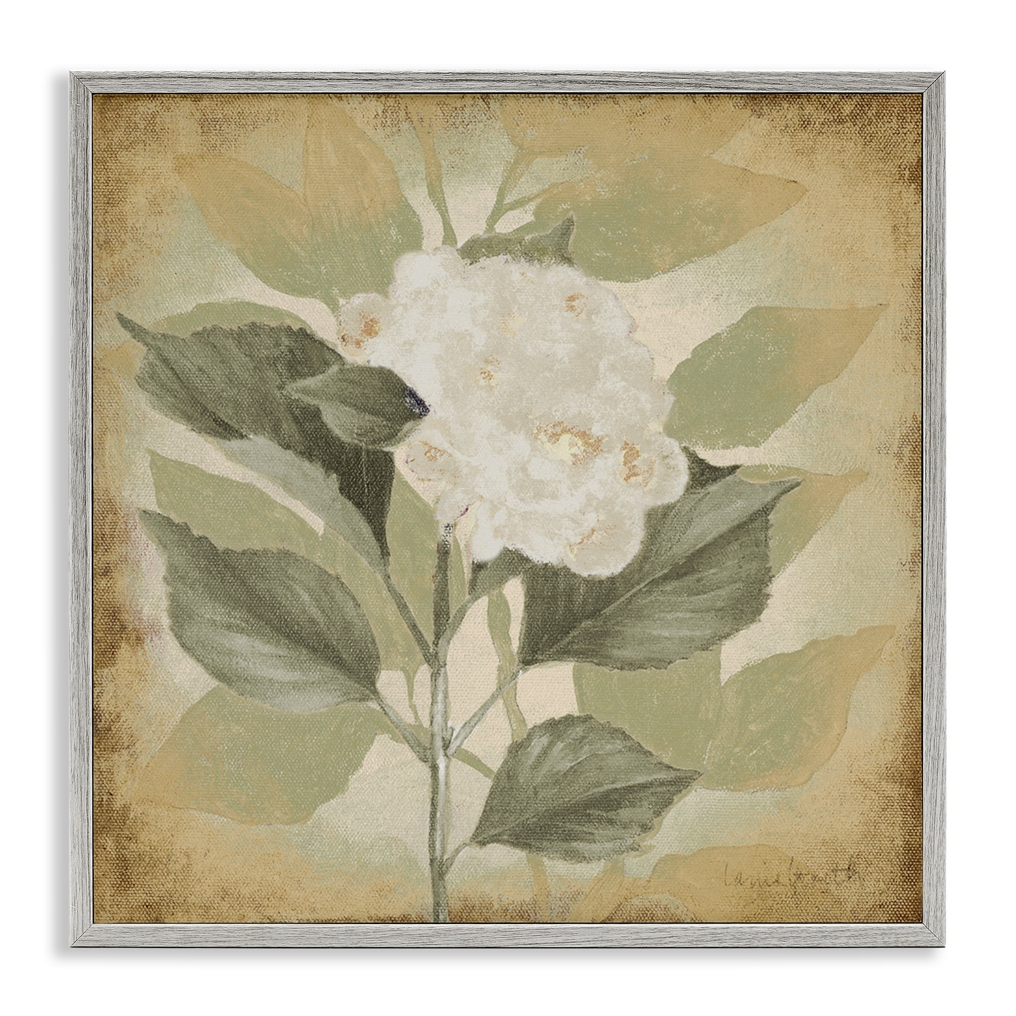 Stupell Industries Rustic Geranium Impression Plants & Flowers Painting Gray Framed Art Print Wall Art, 17 x 17