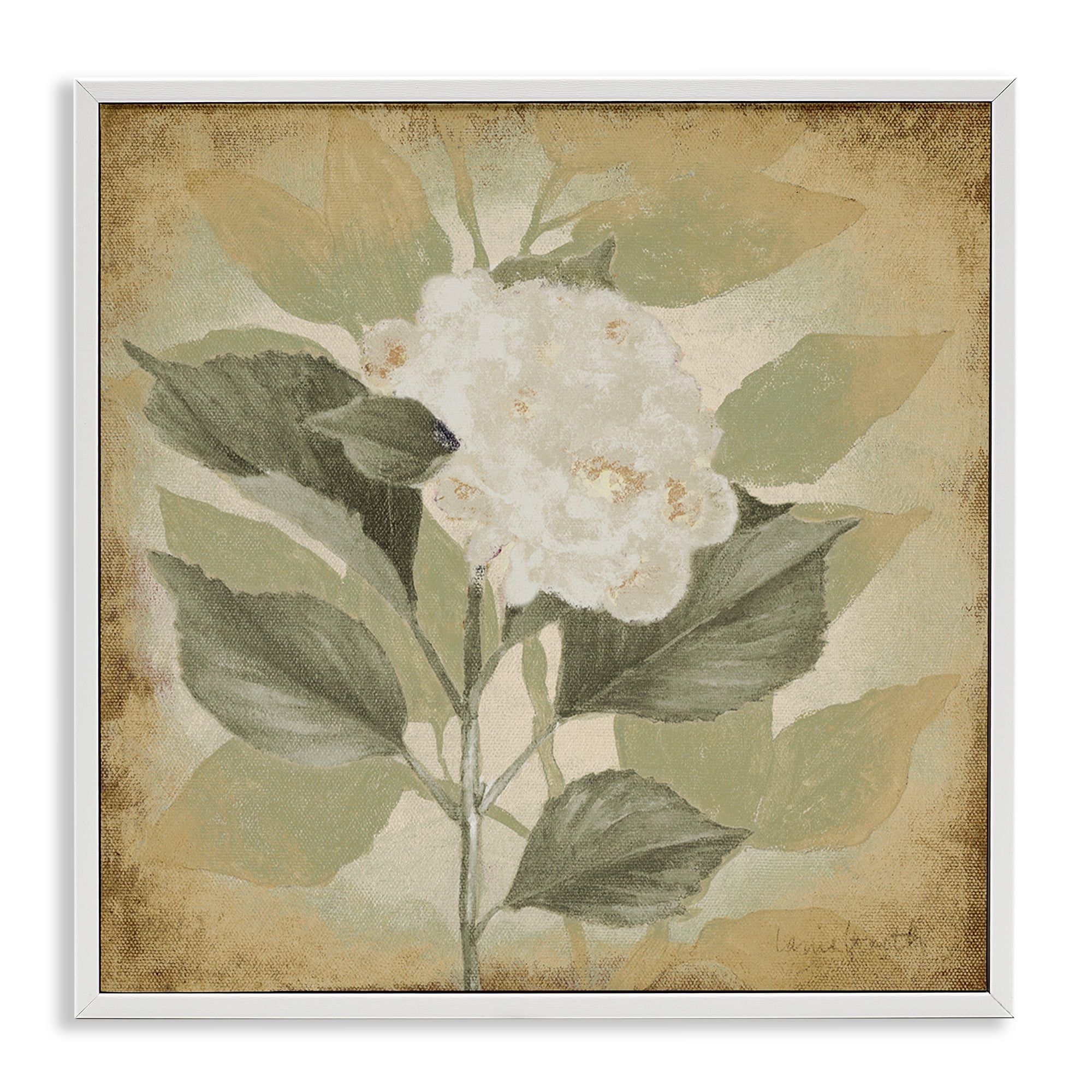 Stupell Industries Rustic Geranium Impression Plants & Flowers Painting White Framed Art Print Wall Art, 24 x 24