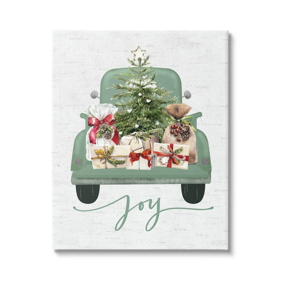 Stupell Industries Rustic Gift Truck with Joy Holiday Painting Gallery Wrapped Canvas Art Print Wall Art, 24 x 30