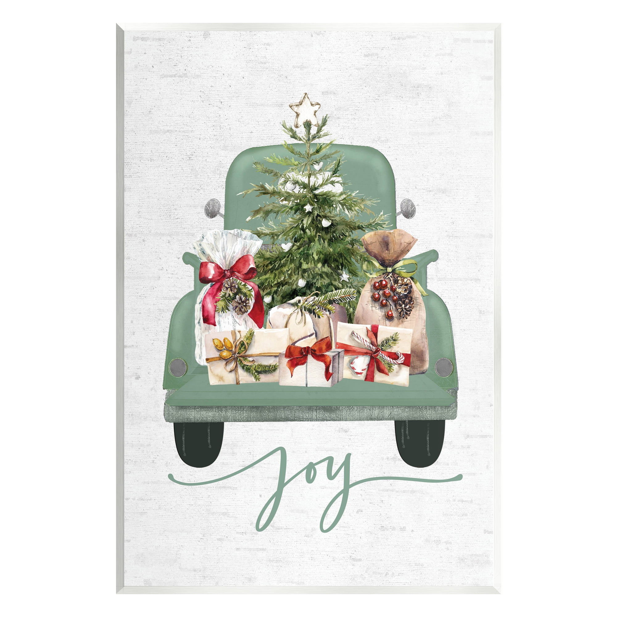 Stupell Industries Rustic Gift Truck with Joy Holiday Painting Unframed Art Print Wall Art, 10 x 15