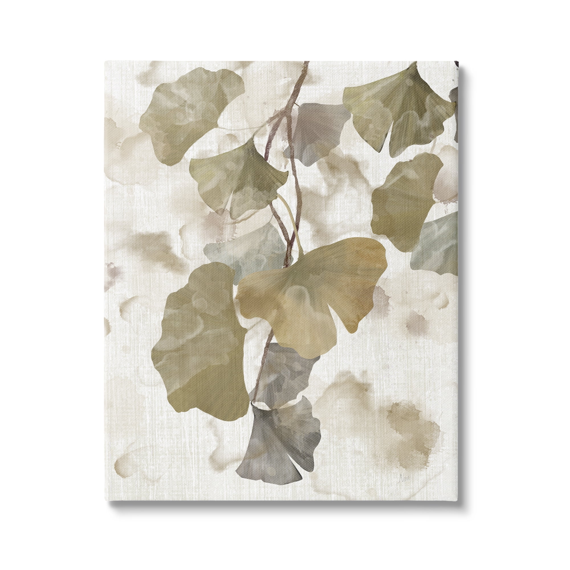 Stupell Industries Rustic Ginkgo Leaves Botanical & Floral Painting Gallery Wrapped Canvas Art Print Wall Art, 24 x 30