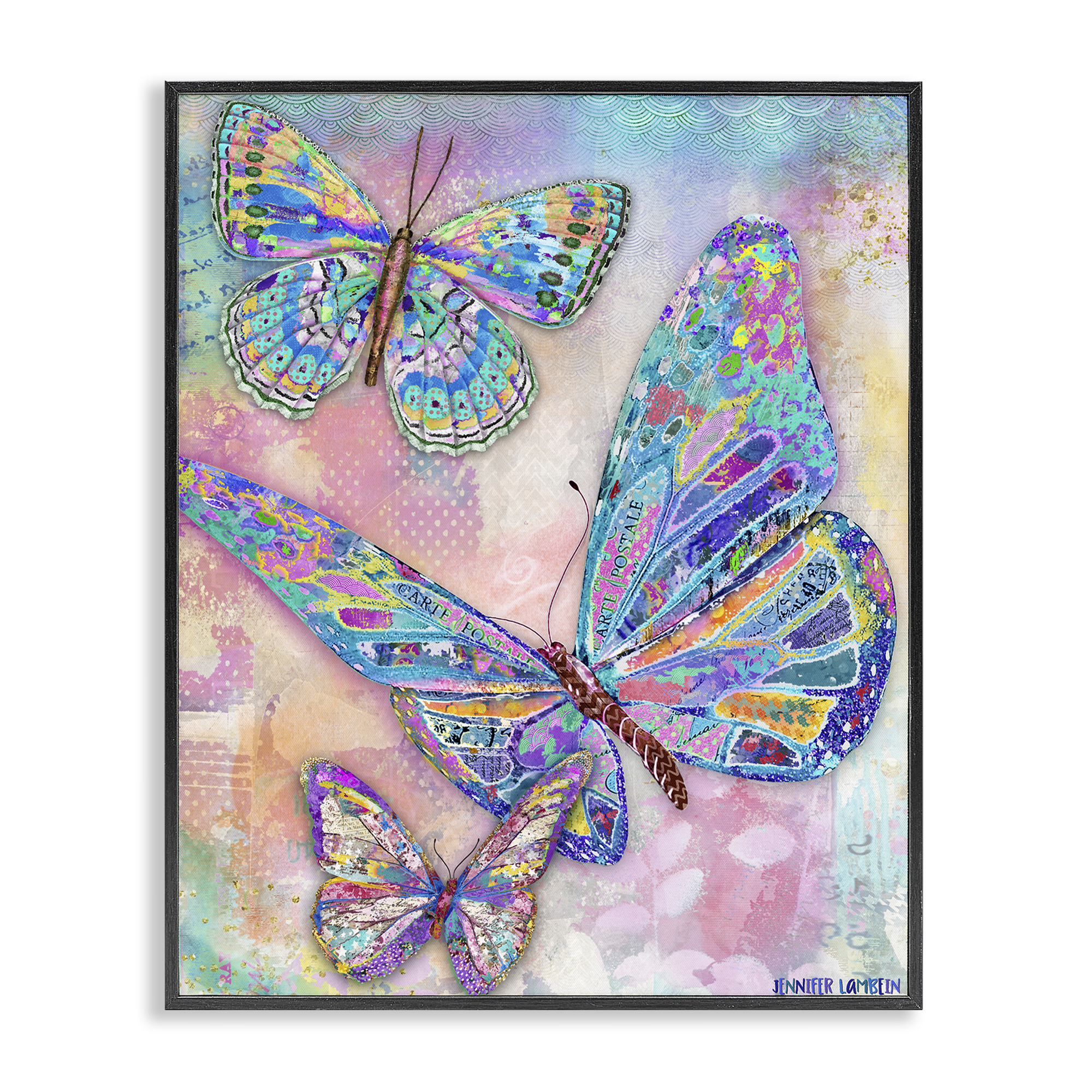 Stupell Industries Rustic Glam Butterflies Animals Painting Black Framed Art Print Wall Art, 16 x 20