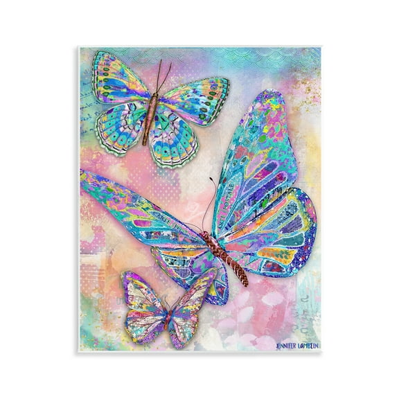 Stupell Industries Rustic Glam Butterflies Animals Painting Unframed Art Print Wall Art, 11 x 14