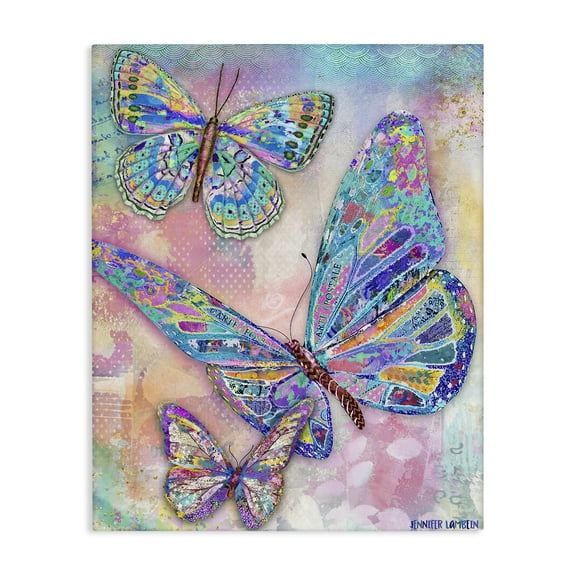 Stupell Industries Rustic Glam Butterflies Animals Painting Wrapped Canvas Art Print Wall Art, 16 x 20