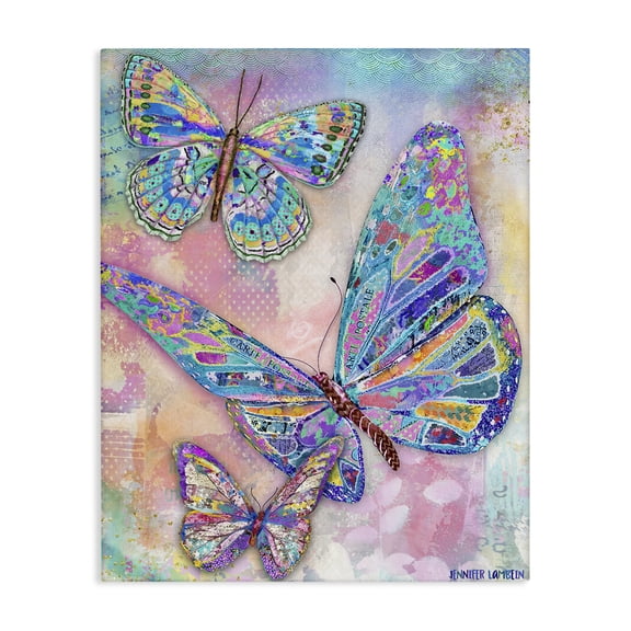 Stupell Industries Rustic Glam Butterflies Animals Painting Wrapped Canvas Art Print Wall Art, 24 x 30