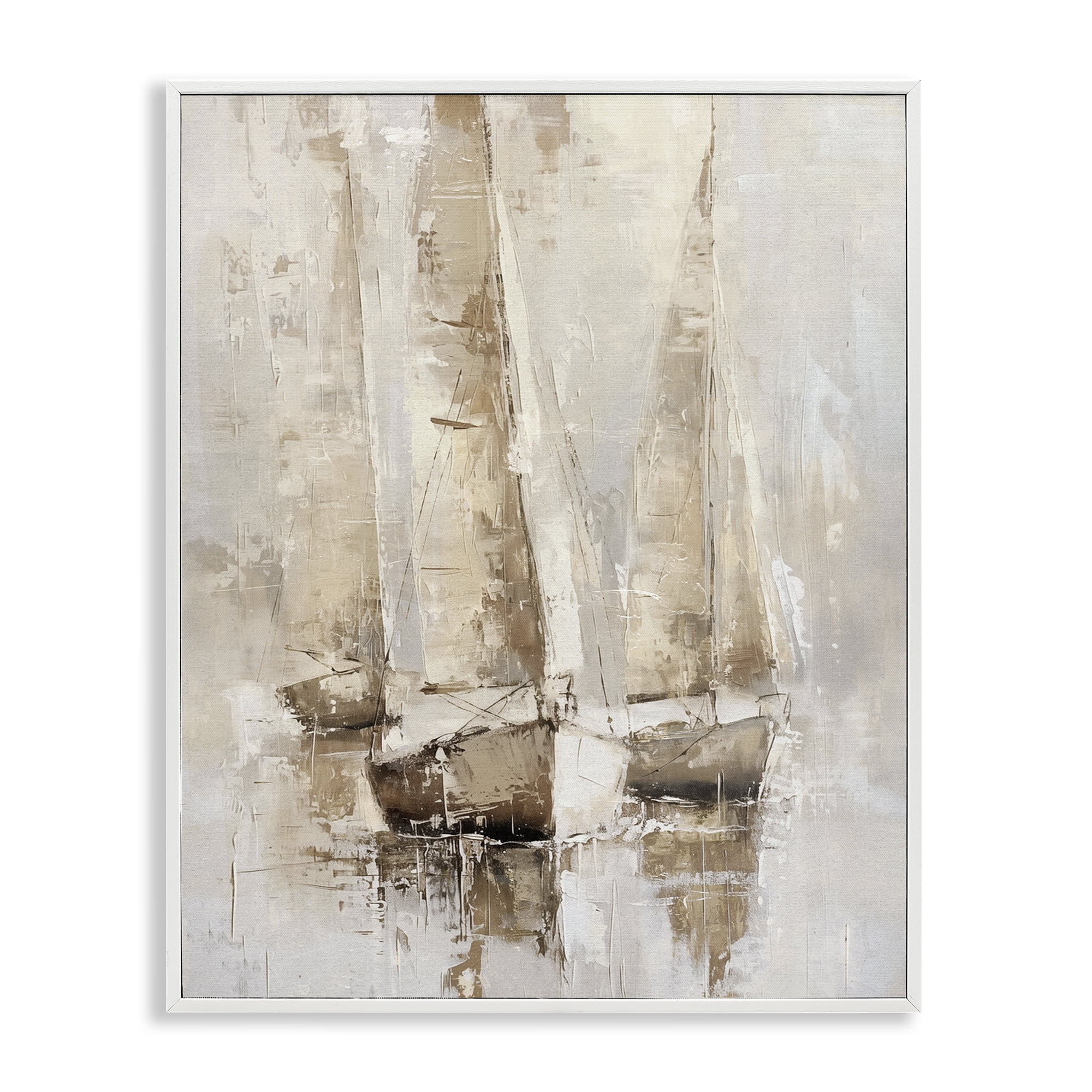 Stupell Industries Rustic Gradient Sailboats Nautical & Beach Painting White Framed Art Print Wall Art, 24 x 30