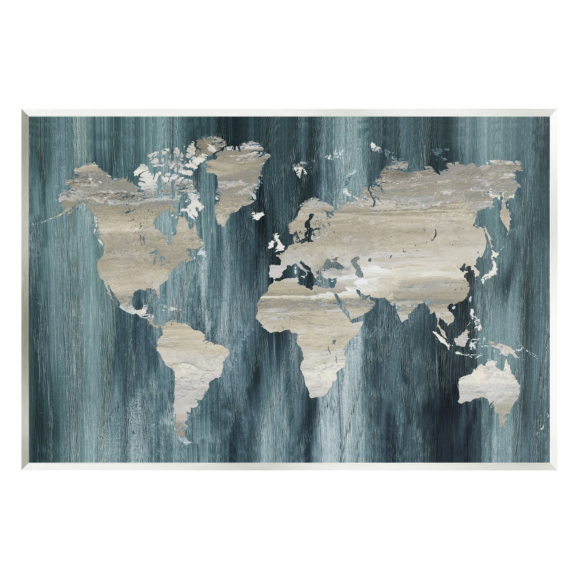 Stupell Industries Rustic Grain Patterned World Map Country Shapes Graphic Art Unframed Art Print Wall Art, Design by Nan