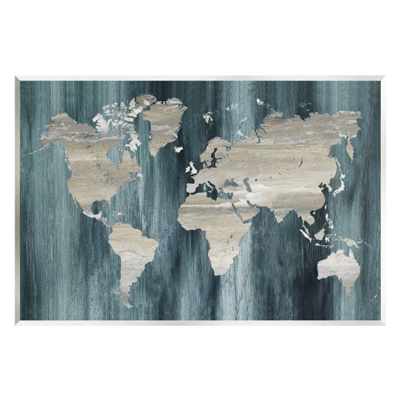 Stupell Industries Rustic Grain Patterned World Map Country Shapes Graphic Art Unframed Art Print Wall Art, Design by Nan