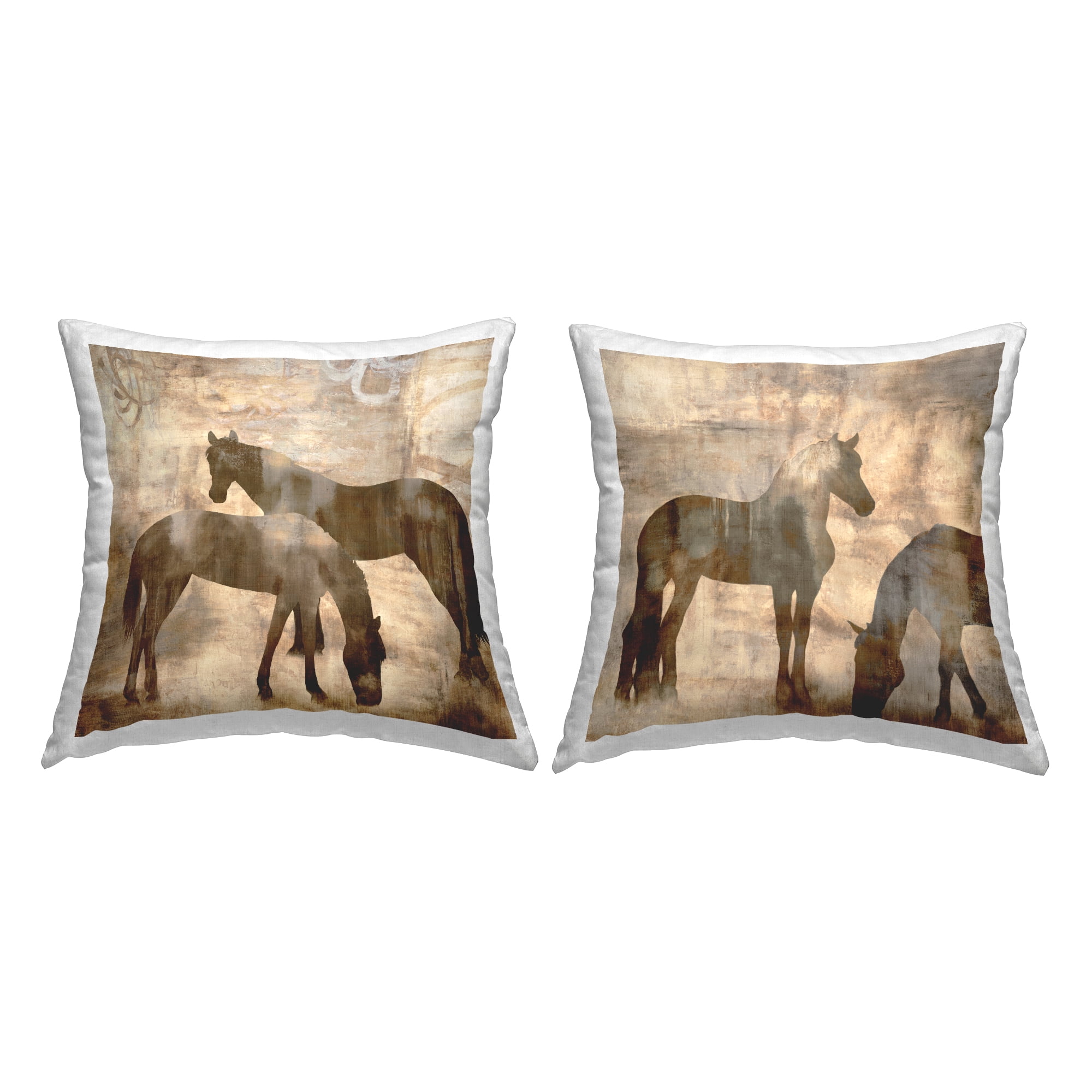 Stupell Industries Rustic Grazing Horse Silhouettes Printed Throw Pillow Design by Jason Mann (Set of 2)