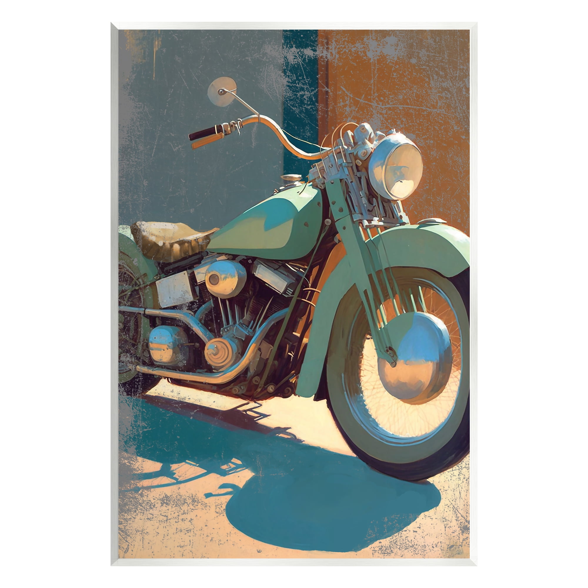 Stupell Industries Rustic Green Motorcycle Transportation Painting Unframed Art Print Wall Art, 13 x 19