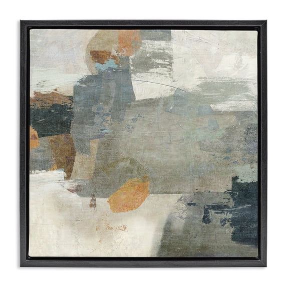Stupell Industries Rustic Grey Paint Strokes Abstract Painting Black Floater Framed Canvas Art Print Wall Art, 18 x 18