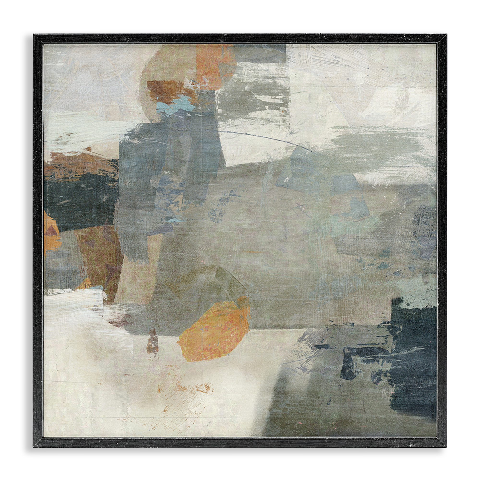 Stupell Industries Rustic Grey Paint Strokes Abstract Painting Black Framed Art Print Wall Art, 12 x 12