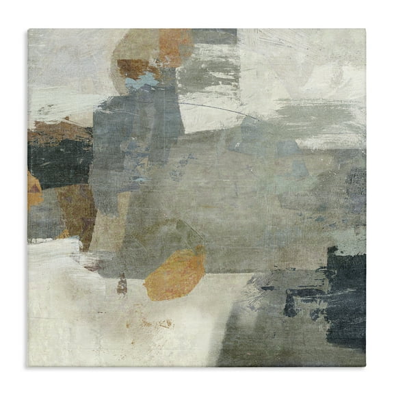 Stupell Industries Rustic Grey Paint Strokes Abstract Painting Gallery Wrapped Canvas Art Print Wall Art, 17 x 17