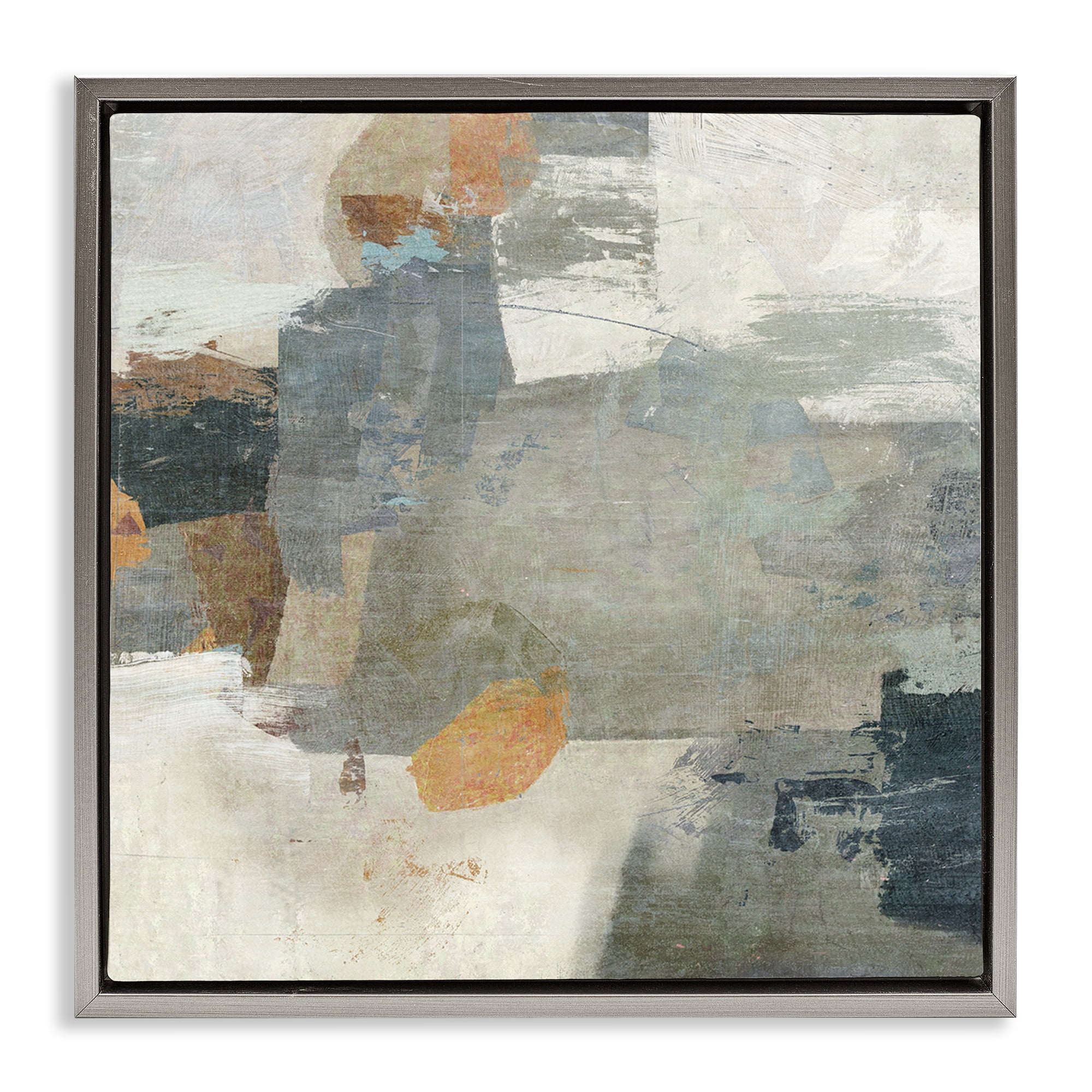 Stupell Industries Rustic Grey Paint Strokes Abstract Painting Gray Floater Framed Canvas Art Print Wall Art, 25 x 25