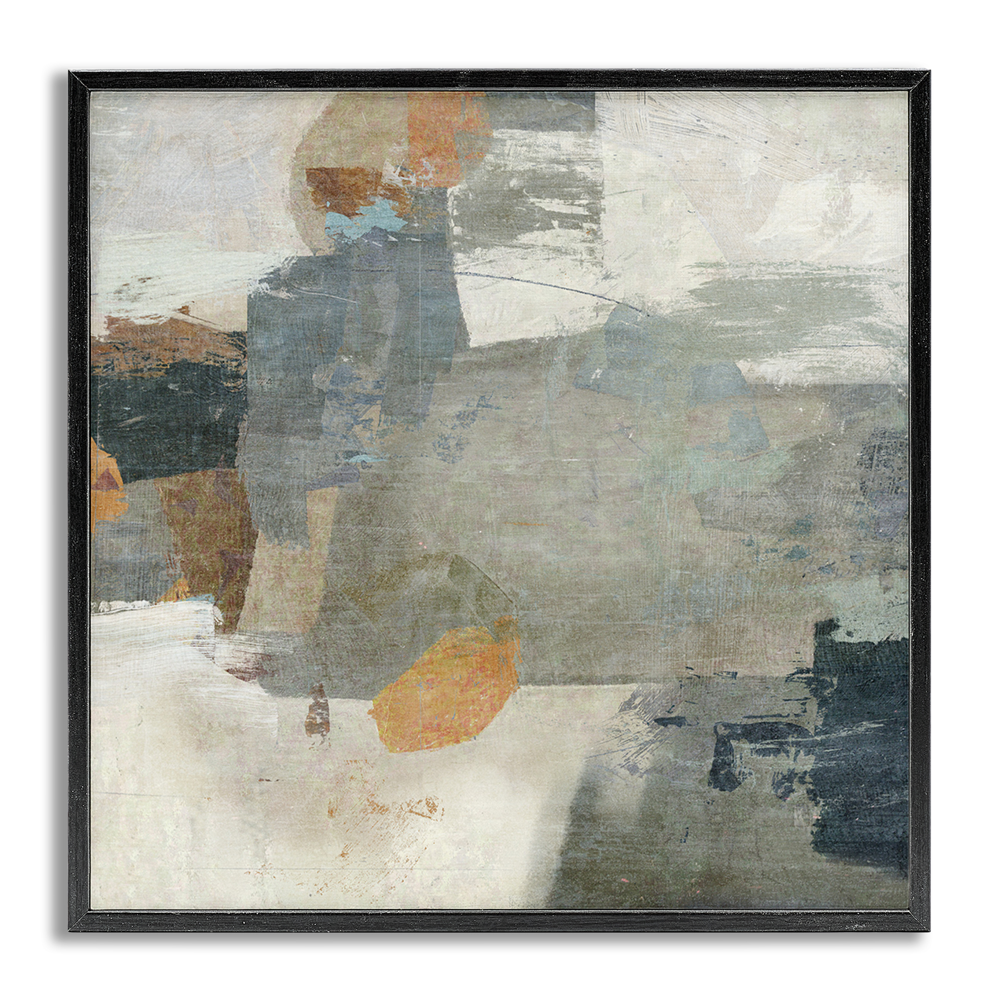 Stupell Industries Rustic Grey Paint Strokes Abstract Painting Gray Framed Art Print Wall Art, 24 x 24