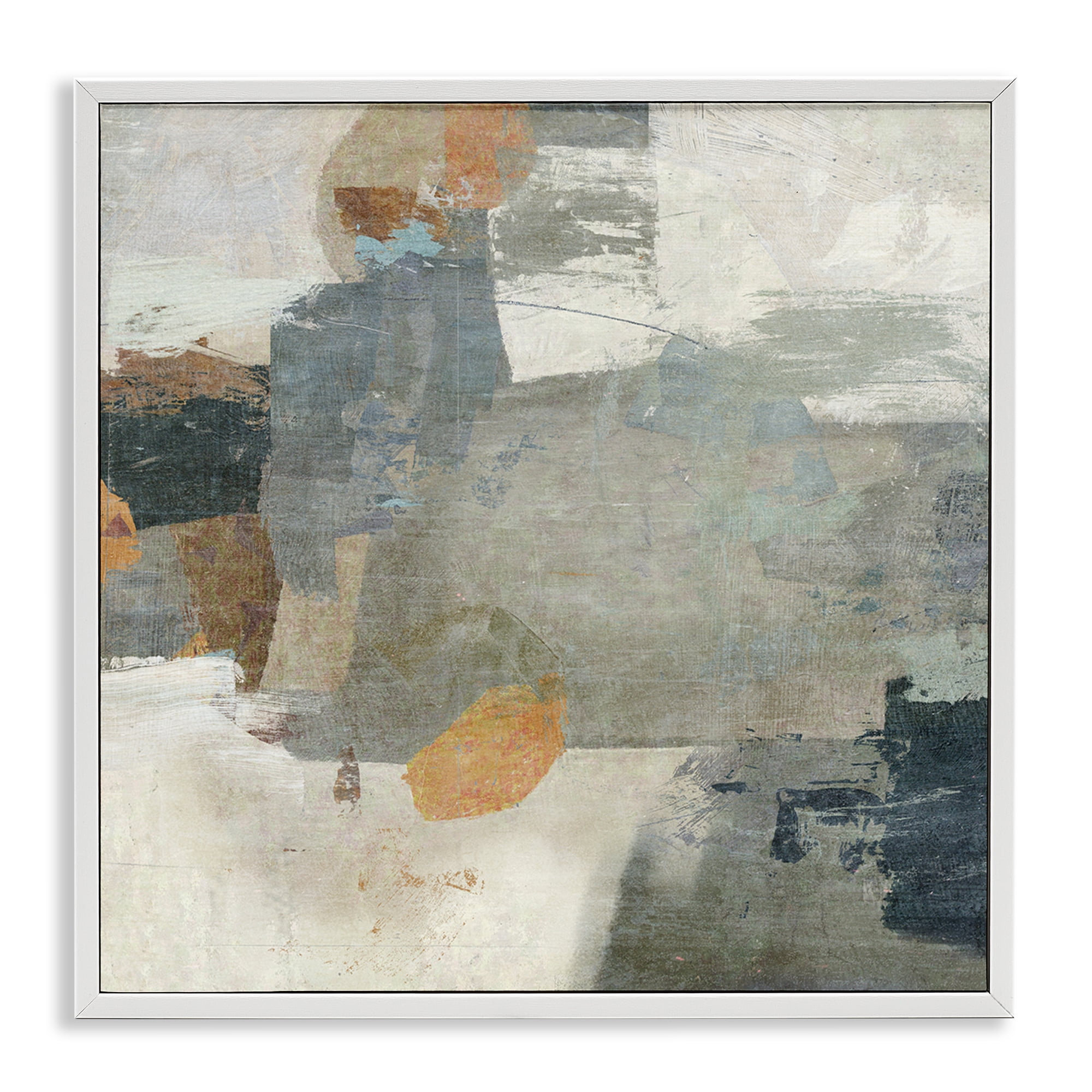 Stupell Industries Rustic Grey Paint Strokes Abstract Painting White Framed Art Print Wall Art, 17 x 17