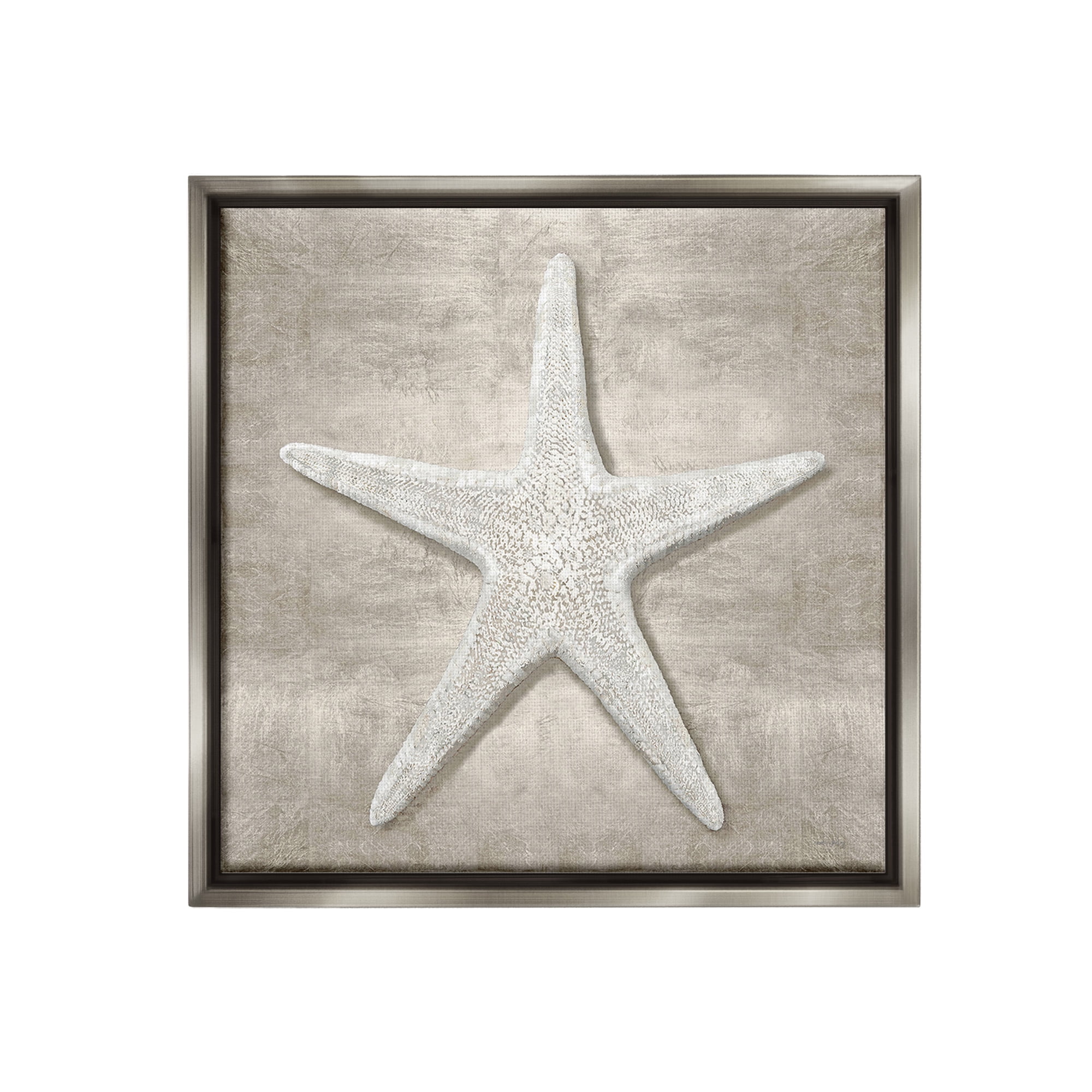 Stupell Industries Rustic Grey Starfish Nature Painting Gray Floater Framed Canvas Art Print Wall Art, 18 x 18