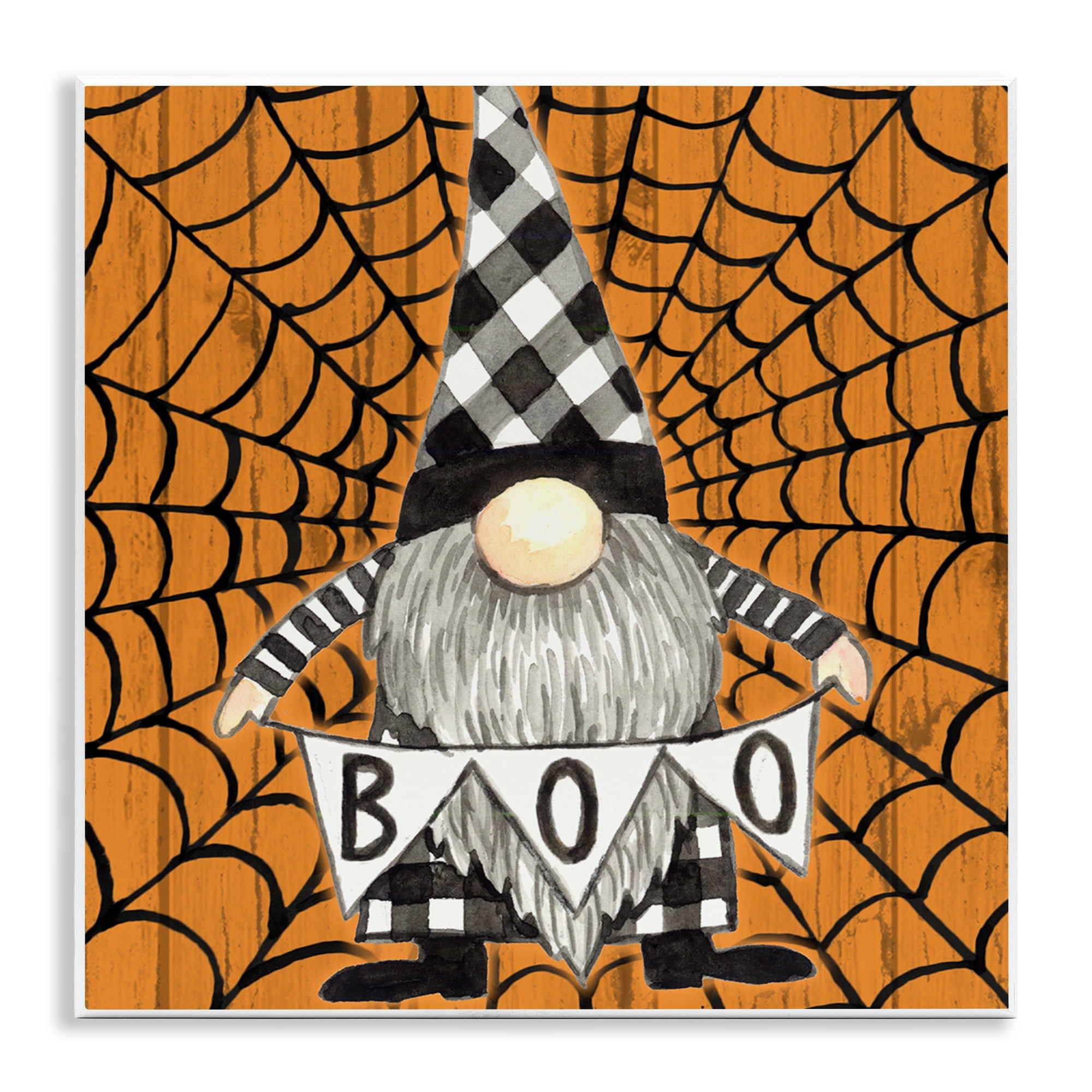 Stupell Industries Rustic Halloween Gnome Holiday Painting Unframed Art Print Wall Art, 12 x 12
