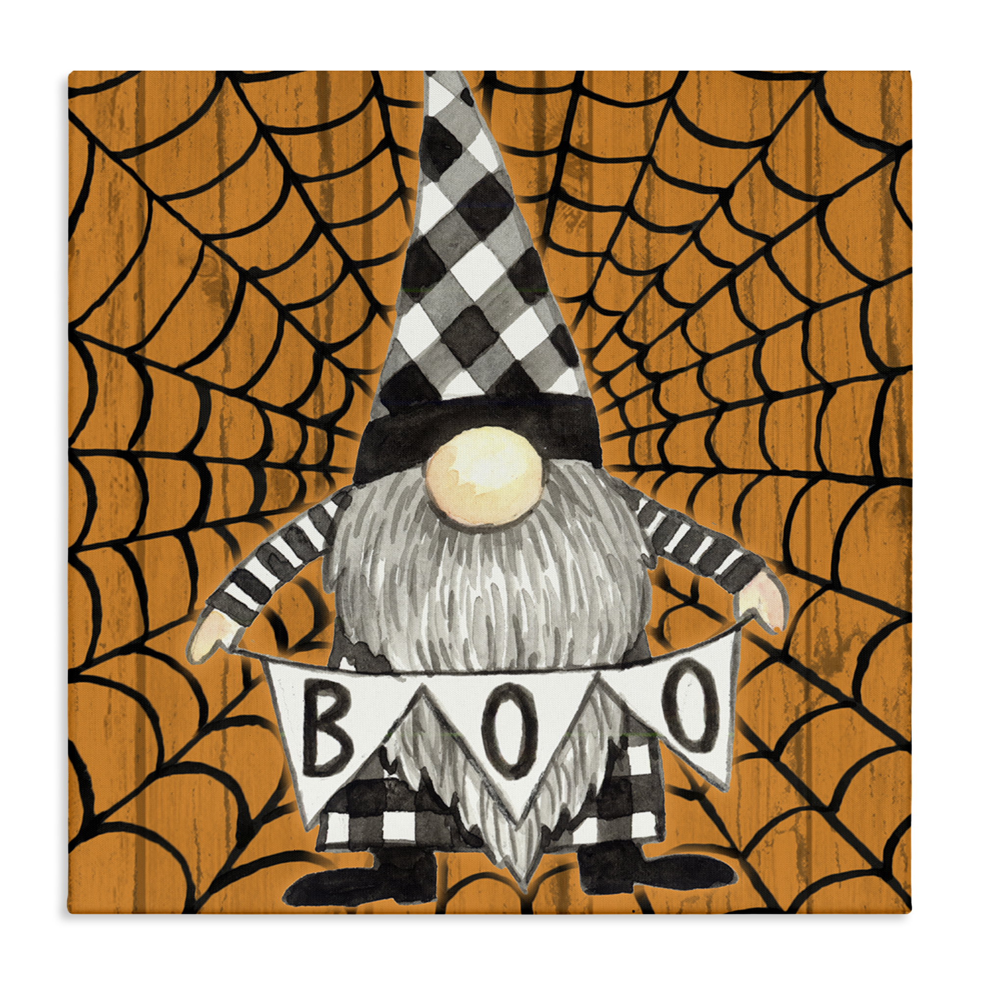 Stupell Industries Rustic Halloween Gnome Holiday Painting Wrapped Canvas Art Print Wall Art, 24 x 24