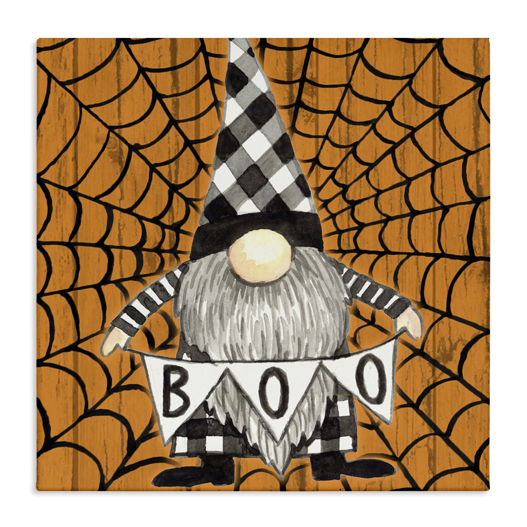 Stupell Industries Rustic Halloween Gnome Holiday Painting Wrapped Canvas Art Print Wall Art, 30 x 30