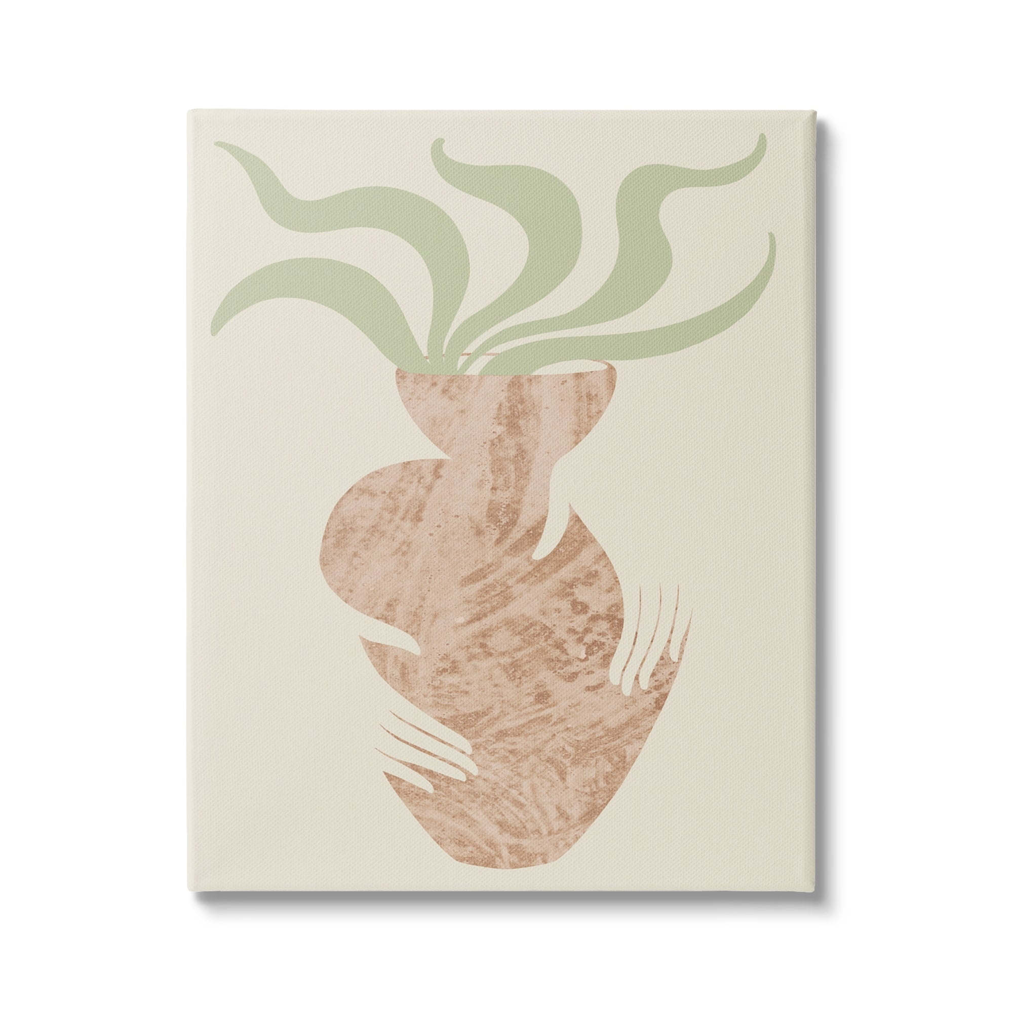 Stupell Industries Rustic Hands Holding Flower Plant Pot Botanical Leaves Canvas Wall Art, 16 x 20, Design by Lil' Rue
