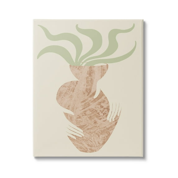 Stupell Industries Rustic Hands Holding Flower Plant Pot Botanical Leaves Canvas Wall Art, 24 x 30, Design by Lil' Rue