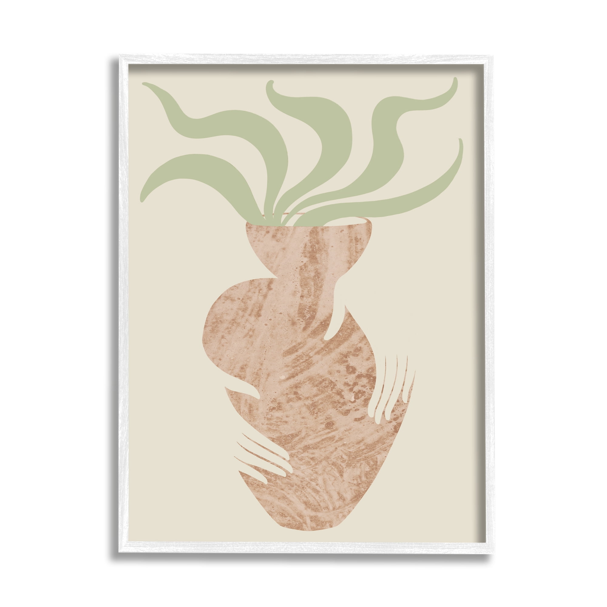 Stupell Industries Rustic Hands Holding Flower Plant Pot Botanical Leaves Framed Wall Art, 11 x 14, Design by Lil' Rue