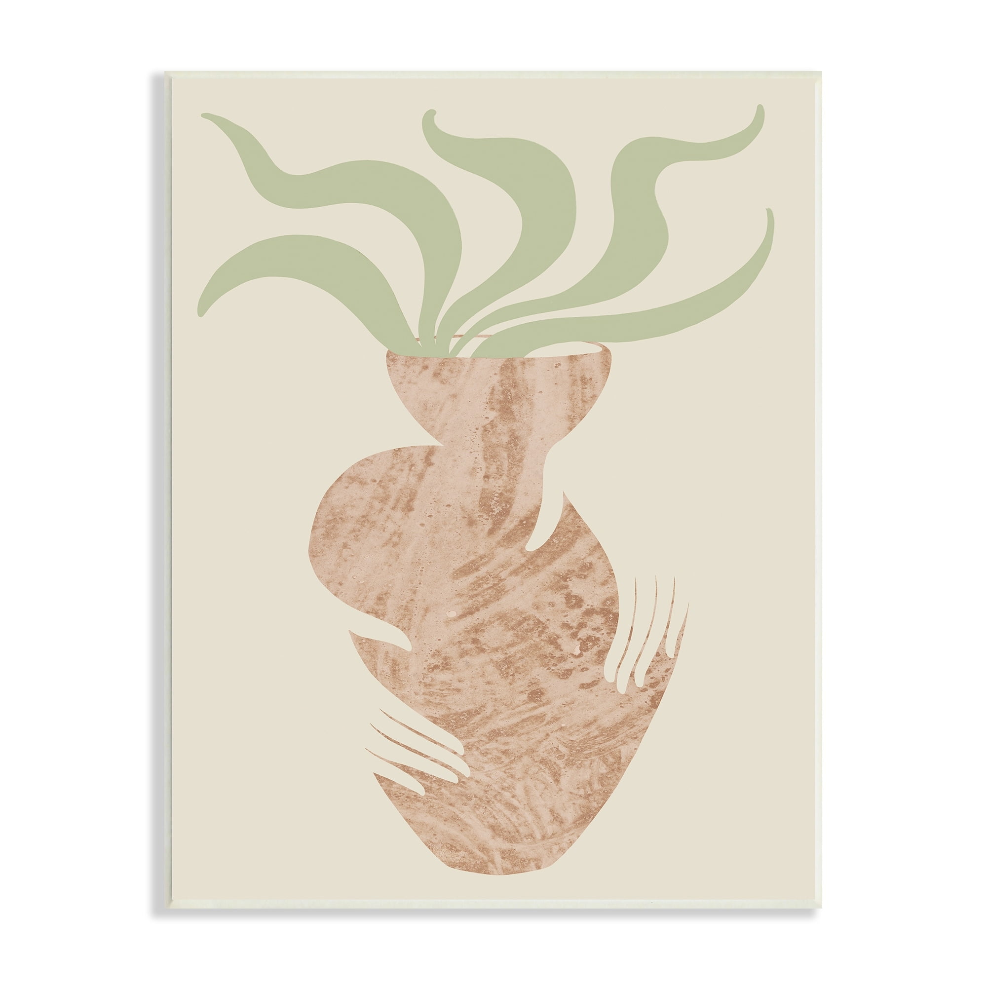 Stupell Industries Rustic Hands Holding Flower Plant Pot Botanical Leaves Wood Wall Art, 10 x 15, Design by Lil' Rue