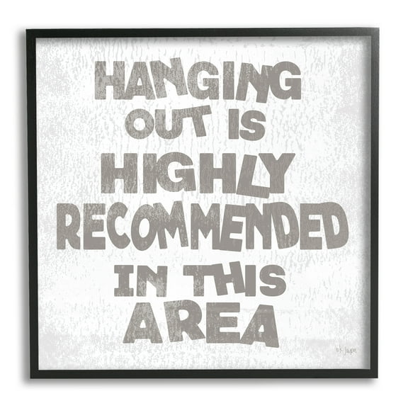 Stupell Industries Rustic Hanging Out Phrase Inspirational Painting Black Framed Art Print Wall Art, 12 x 12